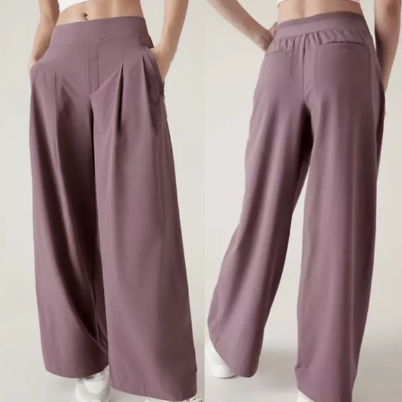 ATHLETA Brooklyn Heights High Rise Wide Leg Pant Sz 18 Mauve